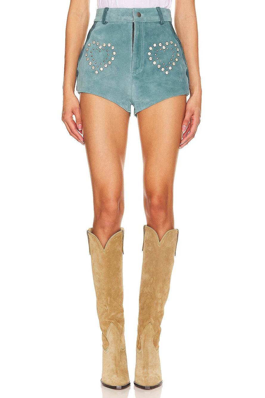 Understated Leather Wanted Heart Shorts Western Cowgirl Festival Party Formal XS